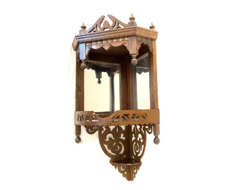 Corner mirror back wall unit, measures approx 30" tall 14" wide 