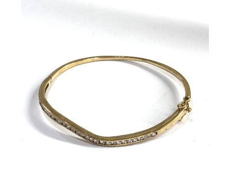 9ct gold stone set bangle weight 9g 