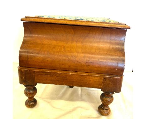 Victorian mahogany commode with tapestry top 
