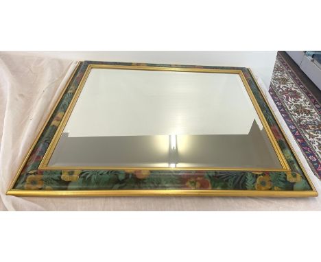 Flower framed mirror, approximate measurements: 29 inches by 25 inches 
