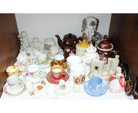 SECTION 7.  A quantity of miniature cups and saucers together with a Staffordshire dog, Royal Doulton 'Valerie', crested chin