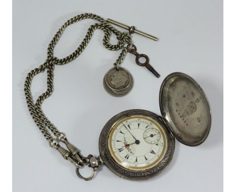 A late 19th Century Turkish .800 grade silver full-hunter pocket watch, 'K.Serkisoff &amp; Co Constantinople', the white enam