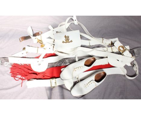 Royal Marines/ Army:  Three white leather dress belts with sword hangers, white leather pouch, two standard white belts, red 