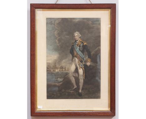 After Sir John Hoppner R.A. (1758-1810) Portrait of Admiral Lord Nelson Mezzotint engraved by C. Turner, 62x42cm, together wi