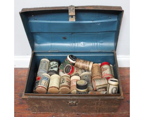 A metal trunk containing fifty-seven phonograph cylinders including Edison, Clarion &amp; Sterling 