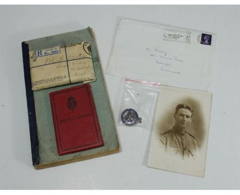 A WWI war medal and a Victory medal, both awarded to '331018 PTE. H. MONEY. HAMPS. R.' together with a small collection of re