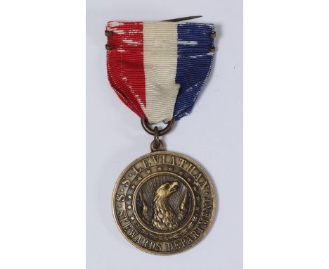An unawarded Engine Department medal 'SS Leviathan Stewards Department', the verso 'Presented to' 'In Recognition of Service 