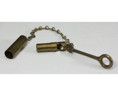 A WWI Lee Enfield rifle barrel periscope tool, used for looking down barrel of rifle, marked to base of ring with broad arrow