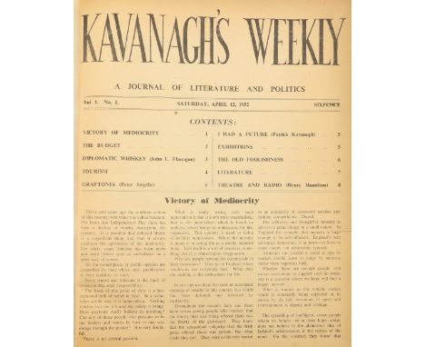 For Elinor, One of only 20 sets signed by Kavanagh Kavanagh (Patrick)&nbsp;Kavanagh’s Weekly.&nbsp;Vol. 1 no. 1 (Saturday Apr