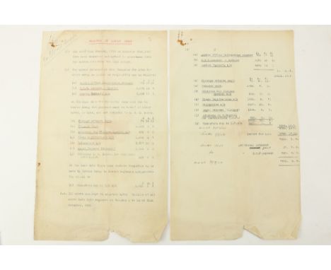 The Accounts for the Treaty Negotiations  Collins (Michael).&nbsp; Two pages typescript with manuscript notes (Michael Collin