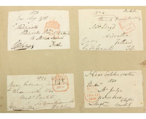 Postal History:&nbsp;Early 19th Century Album of Postal Markings &amp; Franks, mostly on Free Fronts, 300 items in all, mostl