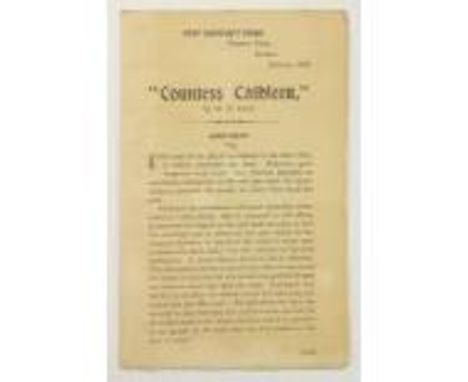 Very Rare Yeats Publication Yeats (W.B.) 'Countess Cathleen'. Programme for a drawing-room performance at the Chief Secretary