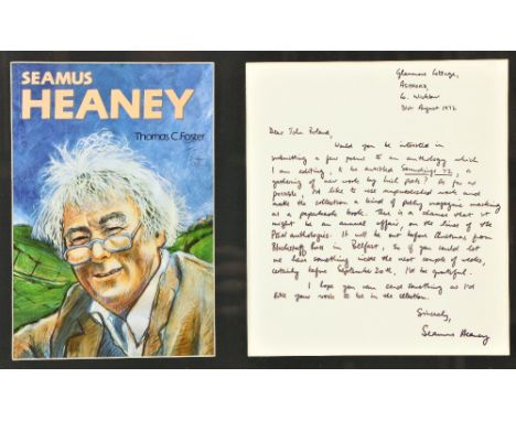 Heaney (Seamus).&nbsp; ALS to the poet and journalist John Boland, 1pp quarto, on plain paper addressed from Glanmore Cottage