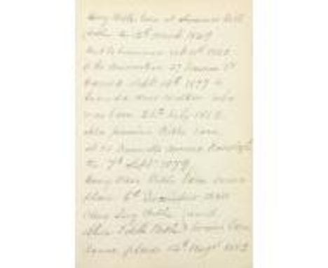 Genealogy:&nbsp;[Bible Family]&nbsp;A black 8vo Notebook, stamped "H.B." 48pp of manuscript, the remainder blank.&nbsp; Conta