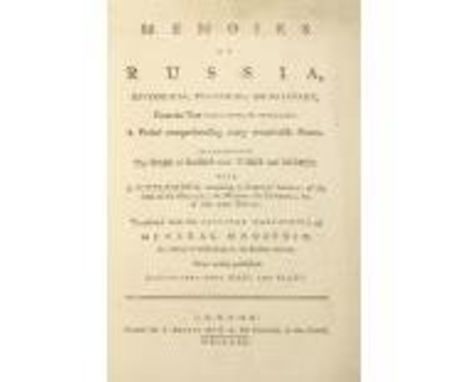 Manstein (Gen. C.H.)&nbsp;Memoirs of Russia, Historical, Political and Military, 1727 to 1744. Edited by David Hume, London (