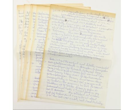 Rare Private Account  Manuscript: [Kavanagh (Patrick)]&nbsp;A Manuscript Account, 11 pages, dated 20/9/1989, apparently by Ma