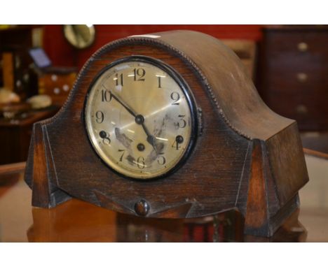 An oak mantel clock, c.1930's