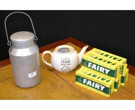 Five packets of vintage Fairy soap, a miniature milk churn, and a Time For Tea teapot (7)