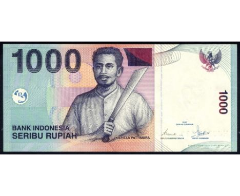 Indonesia, P 141aE, Linzmayer B597aE, UnO 1665aE, Bank Indonesia. Lot containing 5x 1,000 Rupiah, 2000, CONSECUTIVE SERIAL NU