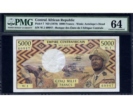 Central African Republic, P 7, Linzmayer C.A.E. B103a, Banque des États de L'Afrique Centrale, 5,000 Francs, (1979). Field wo