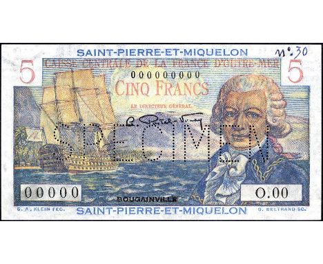 Saint Pierre & Miquelon, P 22s, Caisse Centrale de la France d'Outre-Mer, Saint-Pierre-et Miquelon, 5 Francs, (1950-60), SPEC