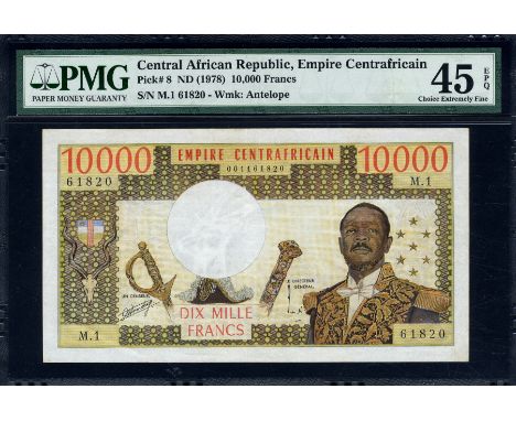 Central African Republic, P 8, Linzmayer C.A.E. B104a, Banque des États de L'Afrique Centrale, 10,000 Francs, (1978). Sword h