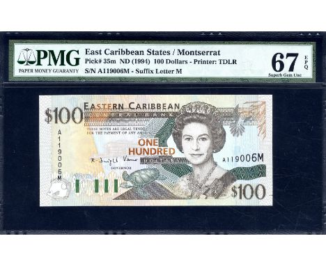 East Caribbean States, P 35m, Linzmayer B219m, Eastern Caribbean Central Bank, Montserrat, 100 Dollars, (1994). Central Bank 