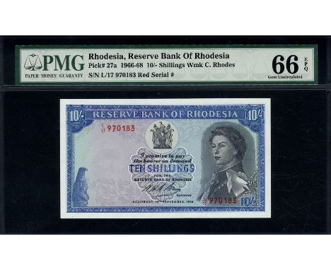 Rhodesia, P 27b (PMG holder says P27a), Linzmayer B104b, Reserve Bank of Rhodesia, 10 Shillings, 10 September 1968. Zimbabwe 