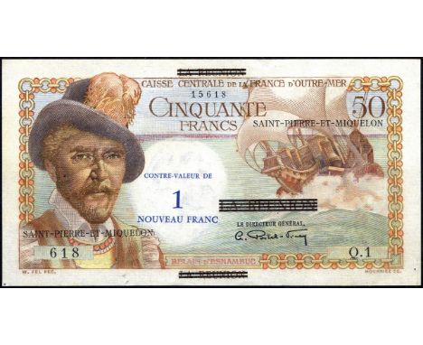 Saint Pierre & Miquelon, P 30a, Caisse Centrale de la France d'Outre-Mer, Saint-Pierre-et-Miquelon,1 Nouveau Franc on 50 Fran