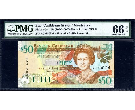 East Caribbean States, P 40m, Linzmayer B224m, Eastern Caribbean Central Bank, Montserrat, 50 Dollars, (2000). Fish; bar code