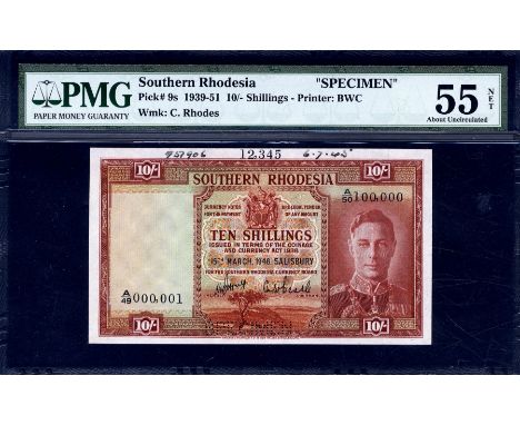 Southern Rhodesia, P 9cp, Linzmayer B103e2p, Southern Rhodesia Currency Board, 10 Shillings, 15 March 1946, PROOF. Portrait o