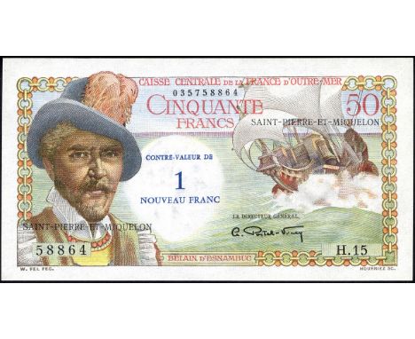 Saint Pierre & Miquelon, P 31, Caisse Centrale de la France d'Outre-Mer, Saint-Pierre-et-Miquelon, 1 Nouveau Franc on 50 Fran