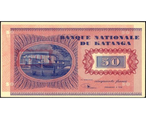 Katanga, P 7r, Linzmayer B205r2, Banque Nationale du Katanga, 50 Francs, (1960), REMAINDER. Portrait of Moise Tshombe at righ
