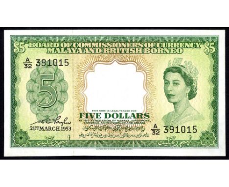 Malaya & British Borneo, P 2a, Linzmayer B102a, Board of Commissioners of Currency Malaya and British Borneo, 5 Dollars, 21 M