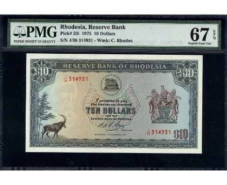 Rhodesia, P 33i, Linzmayer B110i, Reserve Bank of Rhodesia. Lot containing 5x 10 Dollars, 3 December 1975. Sable antelope; tr