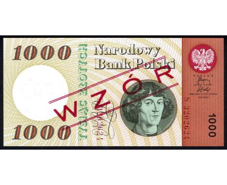 Poland, P 141s2, Linzmayer B831as1, Milczak 141Wd, Narodowy Bank Polski, 1,000 Zlotych, 29 October 1965, SPECIMEN. Portrait o
