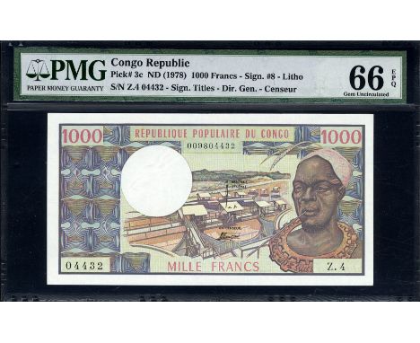 Congo Republic, P 3c, Linzmayer B202c, Banque des États de l’Afrique Centrale, 1000 Francs, (1978). Industrial plant with she