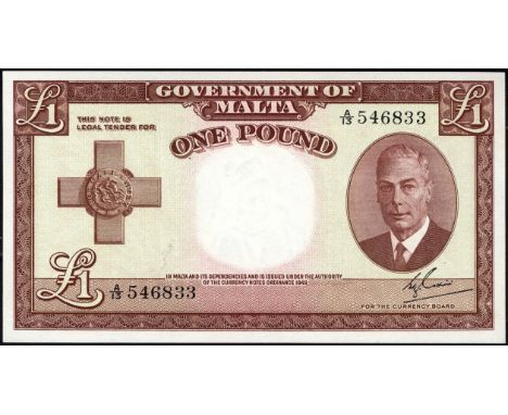 Malta, P 22a, Linzmayer B121a, Government of Malta. Lot containing 3x 1 Pound, L.1949. George Cross at left, portrait of King