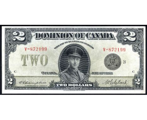 Canada, P 34k, Charlton DC-26, Dominion of Canada, 2 Dollars, 23 June 1923. Portrait of Prince of Wales at center on front. S