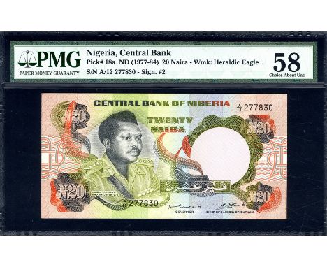 Nigeria, P 18a, Linzmayer B220a, Central Bank of Nigeria, 20 Naira, (1977). General Murtala Ramat Muhammed on front. Signatur