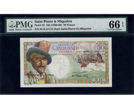 Saint Pierre & Miquelon, P 25, Caisse Centrale de la France d'Outre Mer, Saint-Pierre-Et_Miquelon, 50 Francs, (1950-60). Port