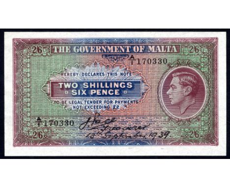 Malta, P 11, Linzmayer B110a, The Government of Malta, 2 Shillings en 6 Pence, 13 September 1939. Portrait of King George VI 