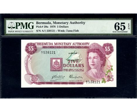 Bermuda, P 29a, Linzmayer B202a, Bermuda Monetary Authority. Lot containing 3x 5 Dollars, 1 April 1978. Coat of arms of Bermu