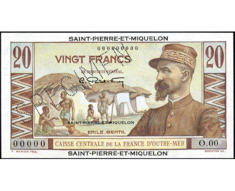 Saint Pierre & Miquelon, P 24s, Caisse Centrale de la France d'Outre-Mer, Saint-Pierre-et Miquelon, 20 Francs, (1950-60), SPE