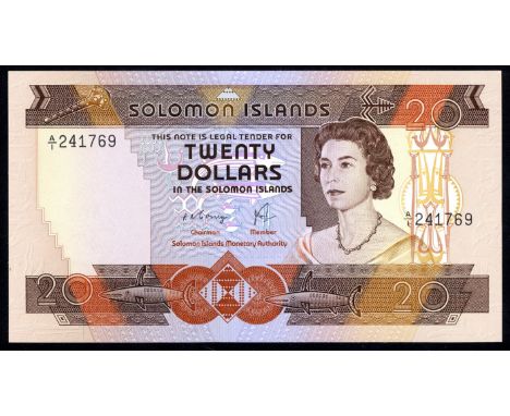Solomon Islands, P 8, Linzmayer B104a, Solomon Islands Monetary Authority, 20 Dollars, (1981). Portrait of Queen Elizabeth II