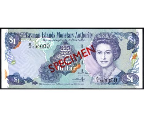 Cayman Islands, P 32as, Linzmayer B212as, Cayman Islands, 50 Dollars, 2003, SPECIMEN. Coat of arms of Cayman Islands at cente