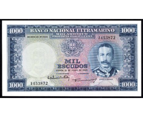 Mozambique, P 105, Banco Nacional Ultramarino, Mozambique, Provincia Portuguesa, 1000 Escudos, 31 July, 1953, Portrait of Mou