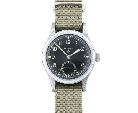 Record: A World War II Military Wristwatch, signed Record, know by collectors as one of "The Dirty Dozen", circa 1944, (calib
