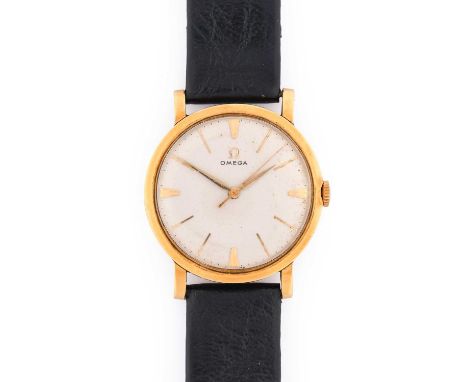 Omega: An 18 Carat Gold Centre Seconds Wristwatch, signed Omega, 1960, (calibre 520) manual wound lever movement signed and n