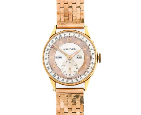 Movado: An 18 Carat Gold Triple Calendar Wristwatch, signed Movado, circa 1950, (calibre 470) manual wound lever movement sig